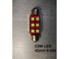 C5W LED 42mm 9-24V* Лампочка 1-контурная белая диодная  9-24V 42mm (Китай) В салон