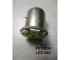 P21W/2k LED 24V*  Лампочка белая диодная двухконтактная мет.цоколь 24V (Китай)