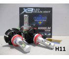 H11LED X3* Лампочка 12v LED 50W/6000LM Комплект диодный (Китай)
