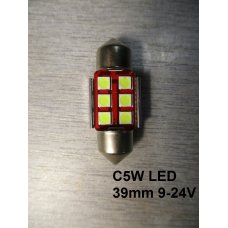C5W LED 39mm 9-24V* Лампочка 1-контурная белая диодная  9-24V 36mm (Китай) В салон
