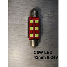 C5W LED 42mm 9-24V* Лампочка 1-контурная белая диодная  9-24V 42mm (Китай) В салон