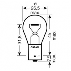 PY21W (7507)* Лампочка желтая одноконтактная12V 21W OSRAM (Германия)