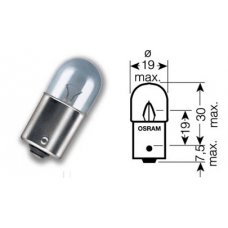 R10W (5637)* Лампочка белая одноконтактная маленькая 24V 10W  OSRAM (Германия) 